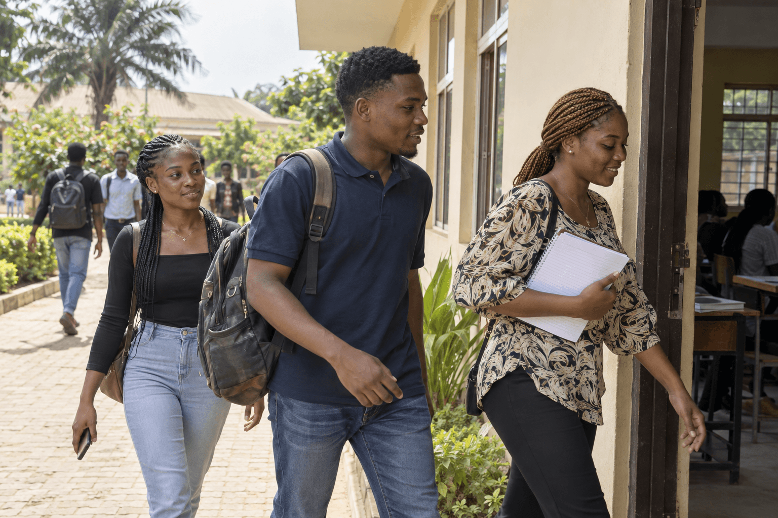 IJMB students arriving for a new day of learning
